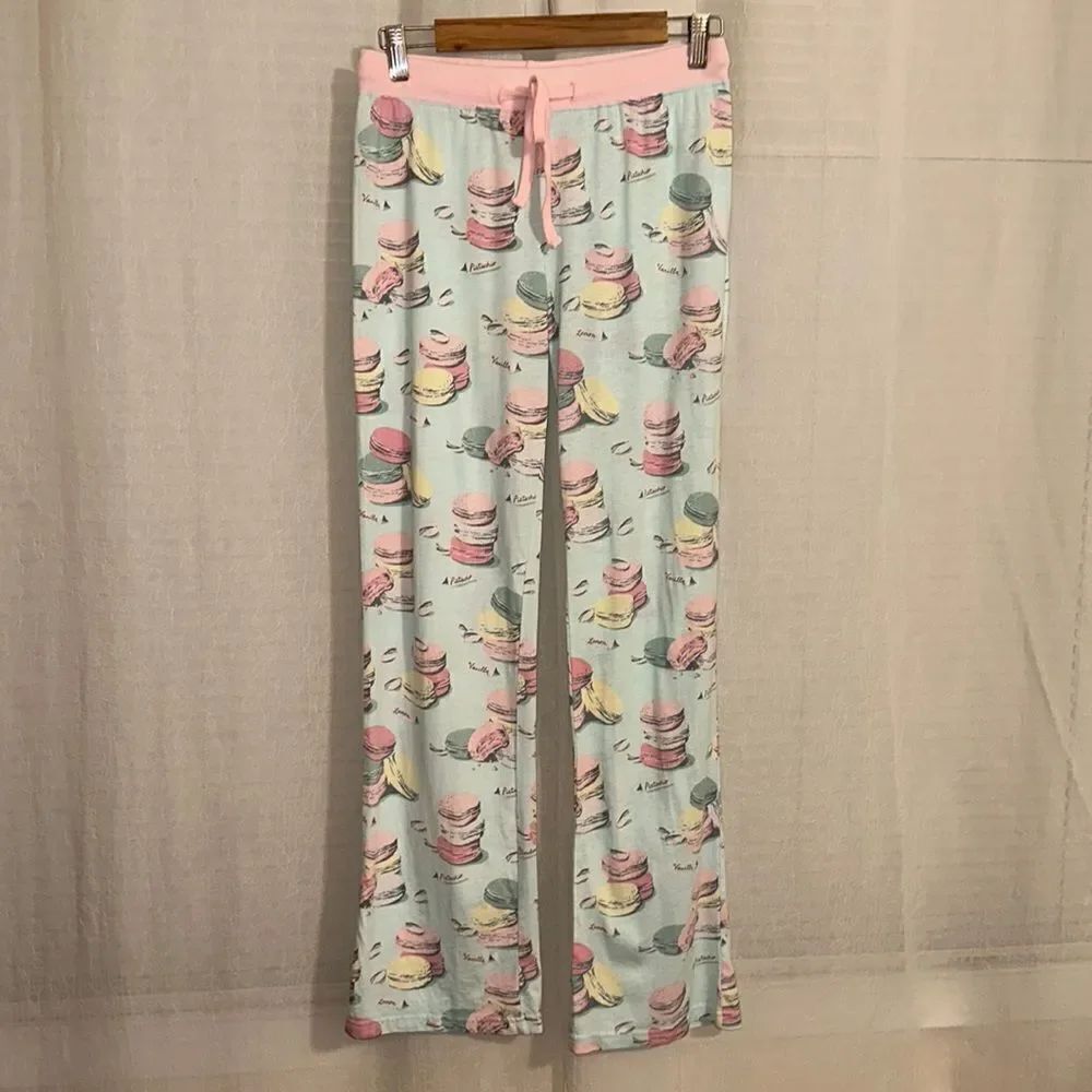 munki S Pastel Green Pink Yellow Gray Macaroons Print Pajama Bottom Pants